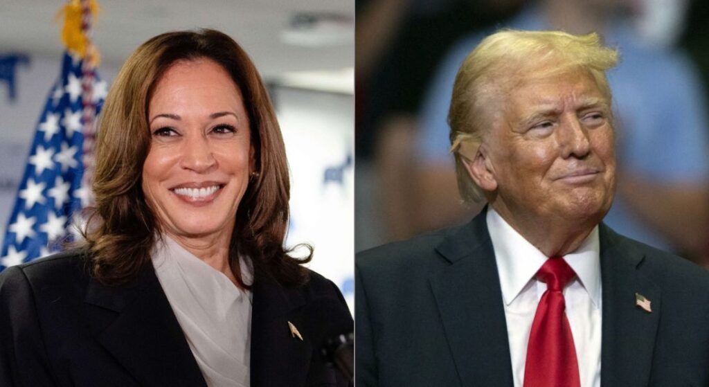 Pesquisa aponta Kamala com 49% das intenções de voto nos EUA, enquanto Trump tem 45%, diz jornal